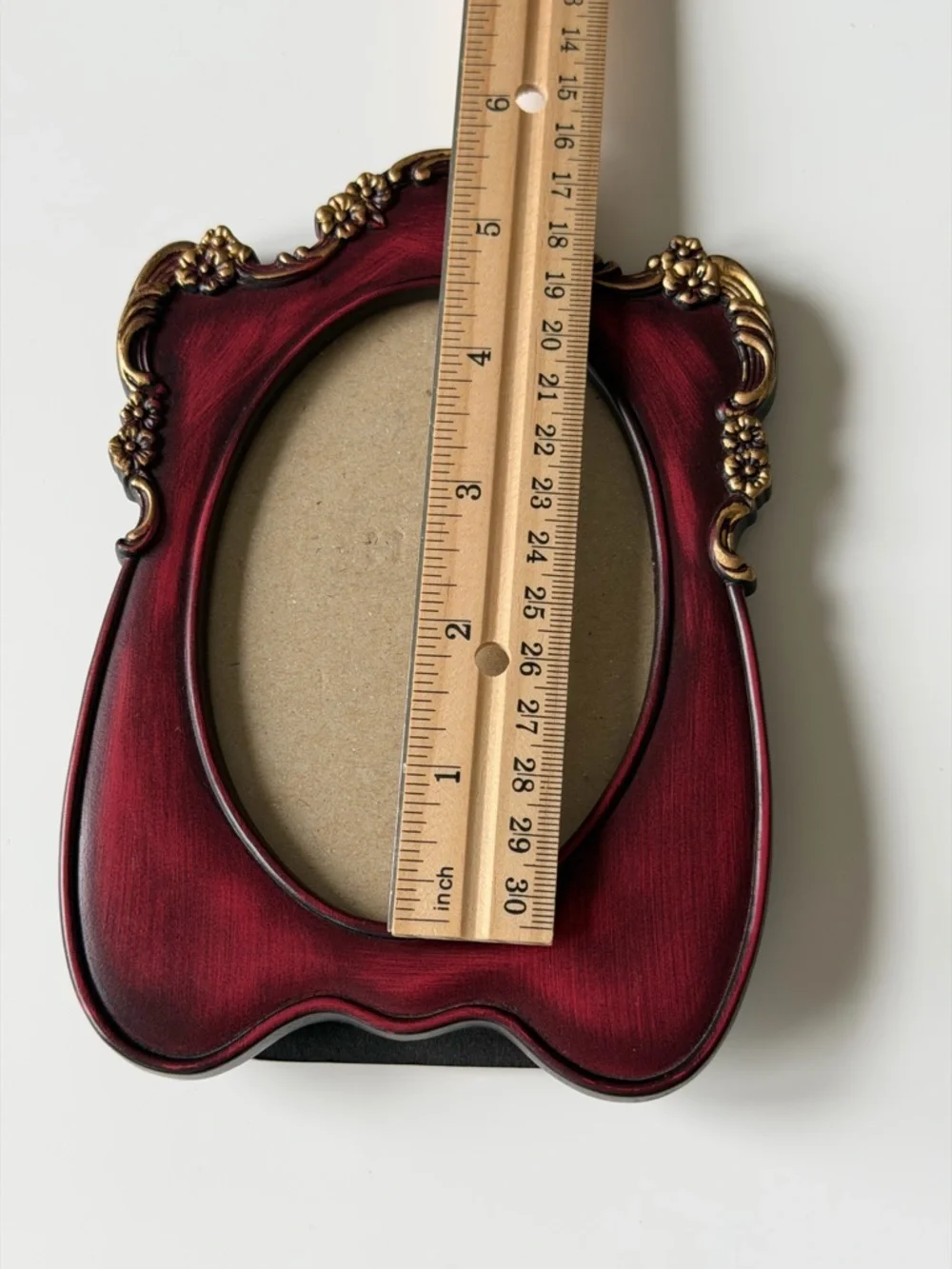 Elegant Burgundy Gold Baroque Style Ornate Floral Oval Photo Frame - 3”/ 4,5”